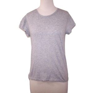 Victoria Sport Tee Shirt Top XS Strappy Low Cut Back Gray Short Sleeves Stretch